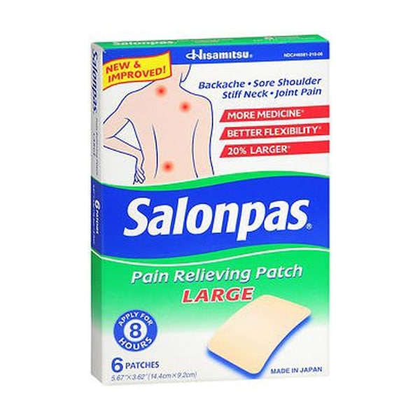 Salonpas Topical Pain Relief 3.1% - 6% - 10% Strength Camphor / Menthol / Methyl Salicylate Patch, 6PK 46581021006 - main